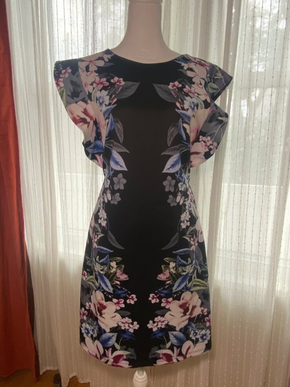 A.B.S. Collection Floral Flutter Sleeve Dress Size 8